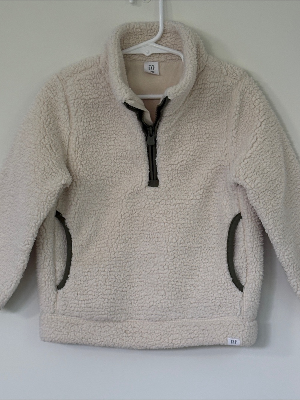 GAP Kids Cream Sherpa Half-Zip Pullover